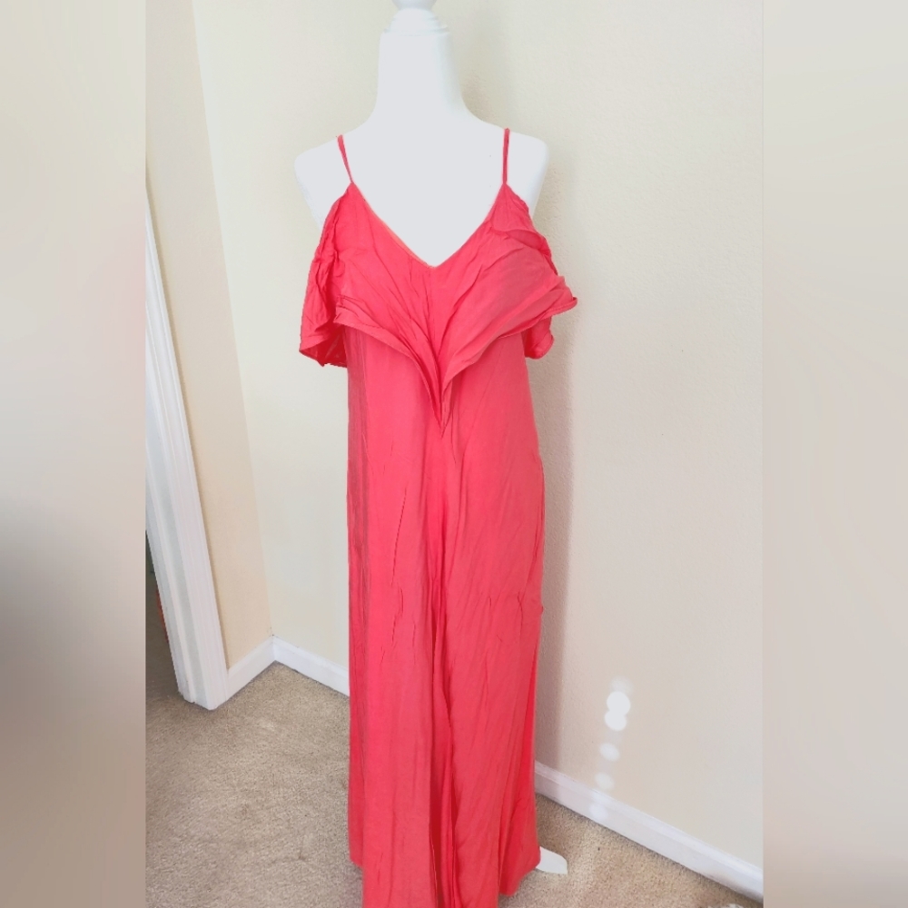 Lulu's summer Coral tank top strapped tie maxi dress L